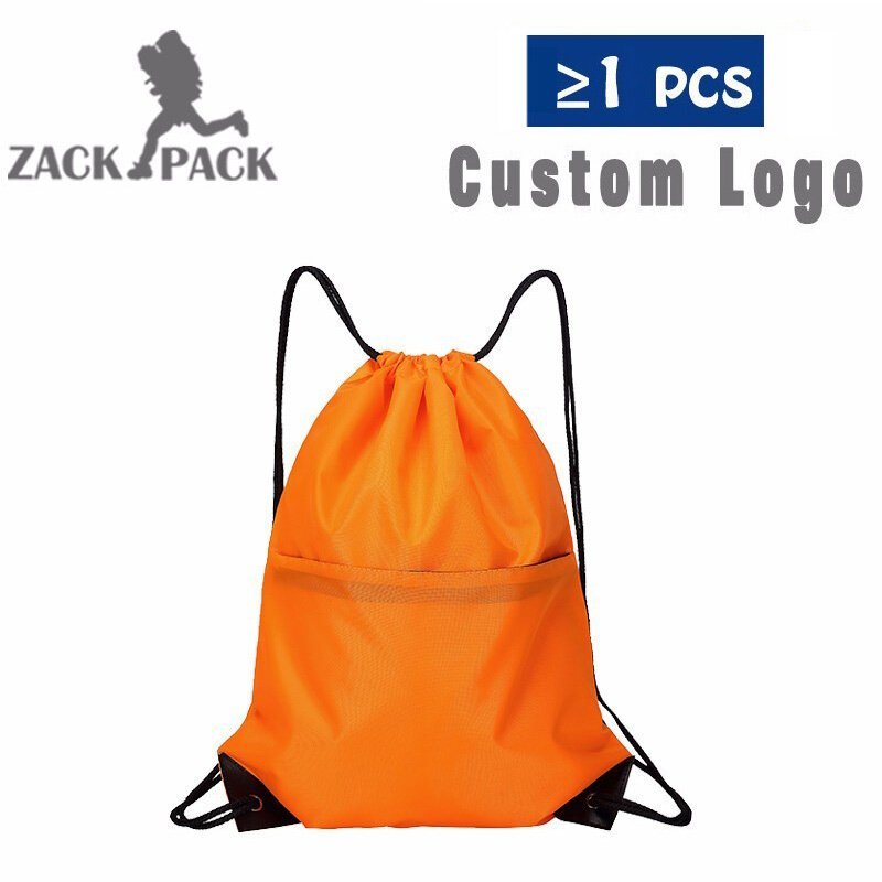 3PCS Zackpack Nylon Drawstring Custom Logo printed Personalized Training Backpack Girl Bag School Sports Waterproof Sack Mochila