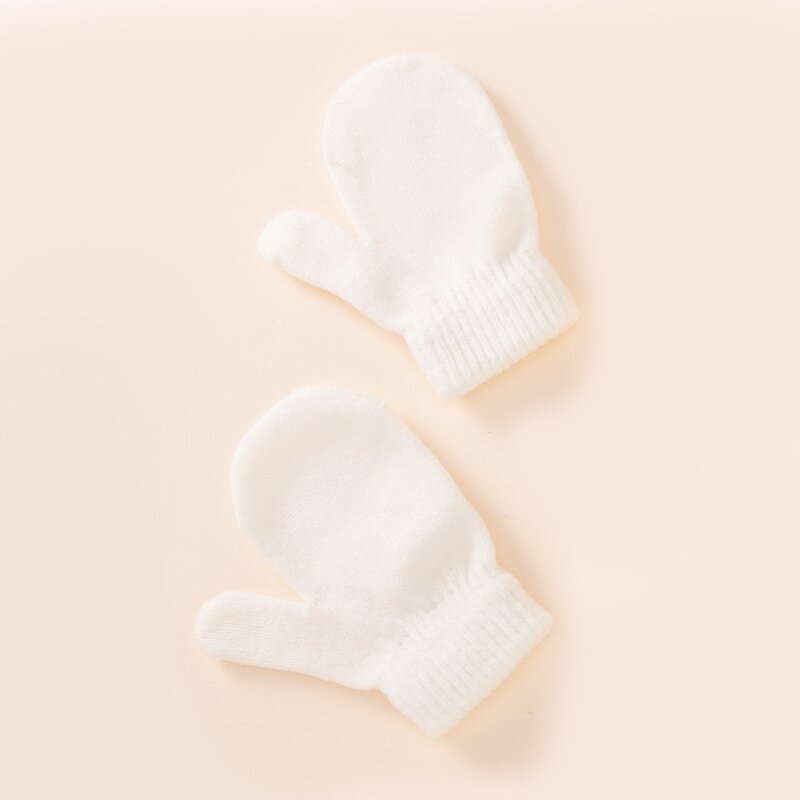 Ensemble de gants et bonnets en fourrure pour bébé, couleur unie, bonnet tricoté pour enfant