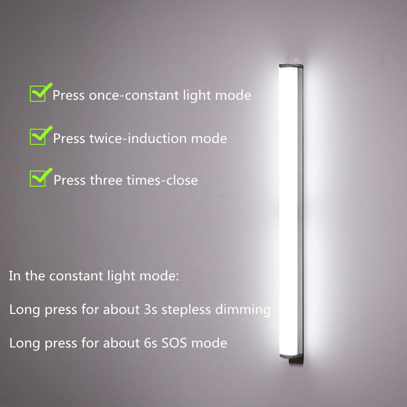 Inteligente Motion Sensor LED Night Light, Quarto Night Lamp, Escurecimento sem fio, Carregamento USB, Gabinete, Iluminação da cozinha