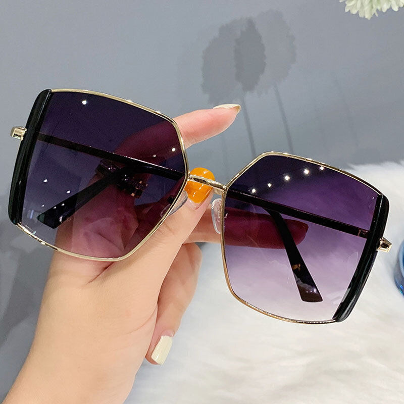 GUANGDU-Óculos de sol superdimensionados vintage para homens e mulheres, óculos clássicos para dirigir, óculos quadrados na moda, tons grandes, UV400