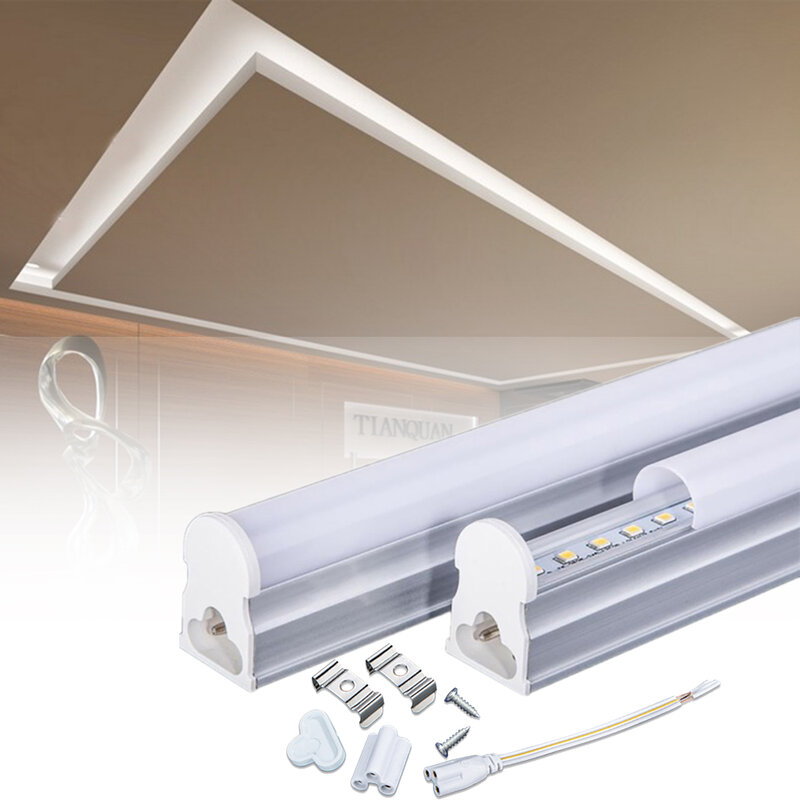 Tubos de luz LED T5 para iluminación de habitación, lámpara de brillo SMD2835, 10 piezas, 30cm, 60cm, 90cm, 120cm, AC86-265V