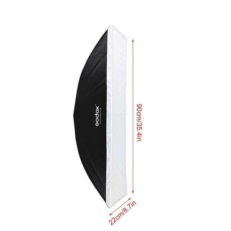 Para Godox 22x90cm rectángulo Bowens montaje tira Softbox + rejilla para Flash estroboscópico estudio Softbox rejilla anillo adaptador R60