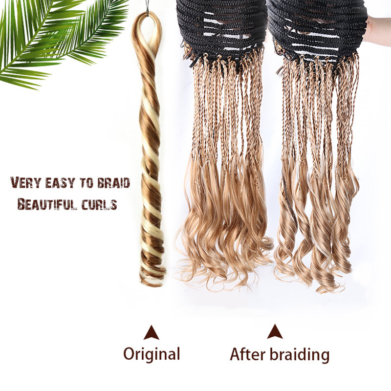 Julianna-rizos franceses sintéticos para extensiones de cabello, cabello trenzado en espiral, largo y rizado, 150 ondas sueltas, trenza de ganchillo
