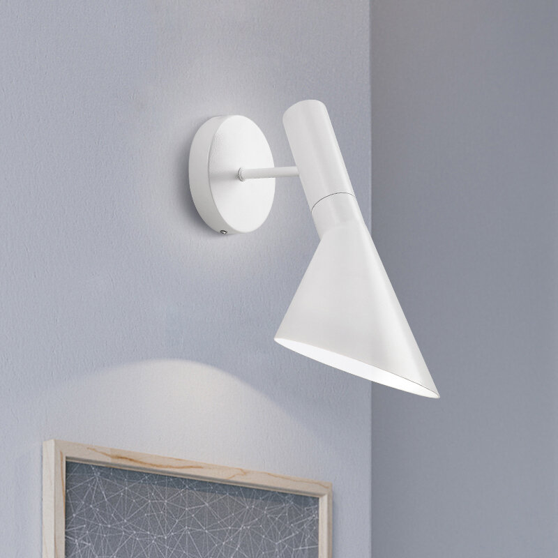 Moder 360 настенный светильник E27 с вращающейся головкой, креативный настенный светильник, светильник для спальни, черно-белый глянцевый прикроватный светильник для чтения