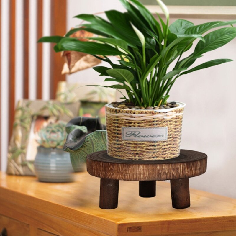 Panca rotonda in legno massello portavaso per piante e succulente vaso da fiori Base espositore sgabello giardino domestico Patio Decor
