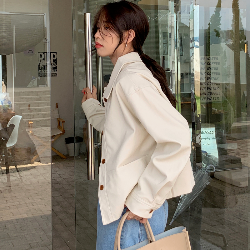 Jaket Kulit Elegan Korea Wanita Y2K Mode Jaket Moto Kulit Jalanan Mode Streetwear Dipotong Longgar Jaket Musim Dingin Wanita