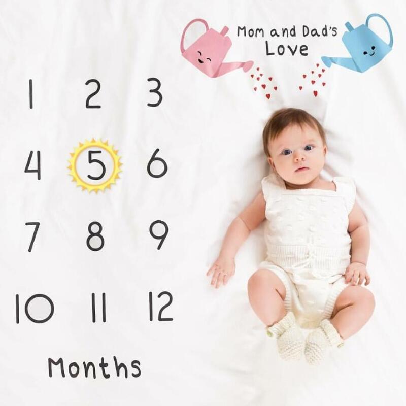 Manta de crecimiento mensual para bebé recién nacido, accesorios de fotografía, tela de fondo para alfombra, accesorios de fotografía para bebés, niños y niñas