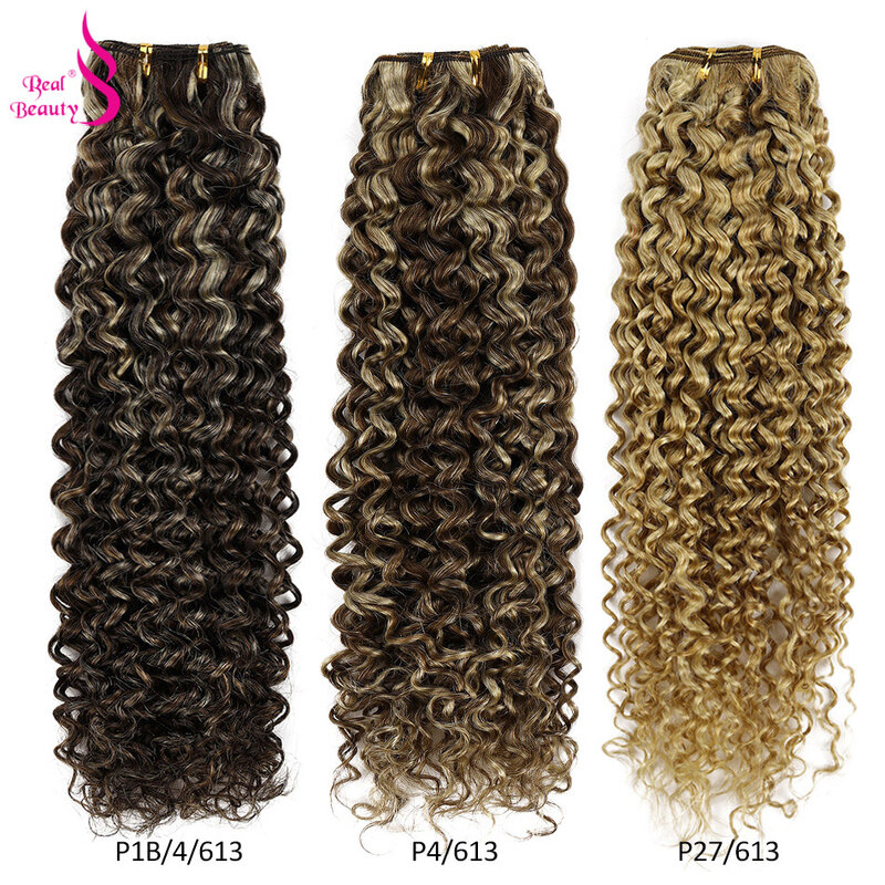 Thật Đẹp Ombre Kinky Xoăn Tóc Dệt Lưng Bắc Âu Màu 12 "-28" Tóc Vàng/Nâu Brasil tóc Remy Tóc