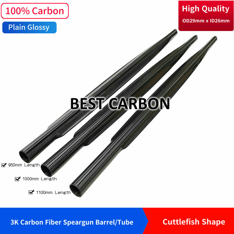 Tube de fusil de pêche en fibre de carbone, forme de seiche de haute qualité, 29mm x 26mm, 3K, CFK