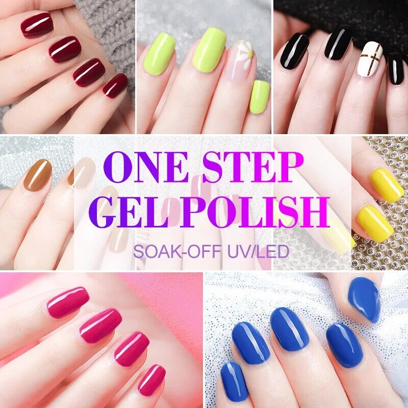 3 in 1 VENALISA  One Step Nail Gel Polish Full Coverage Gorgeous Color Soak off UV LED Nail Gel Varnish Nail Art Salon Lacquer
