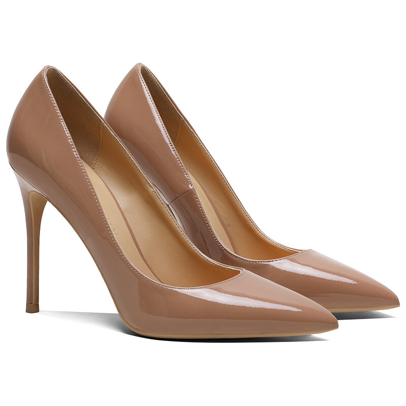 2024 scarpe da donna di alta qualità rosso argento tacchi alti Sexy scarpe a punta 10cm pompe scarpe di marca scarpe da sposa in pelle PU Stiletto