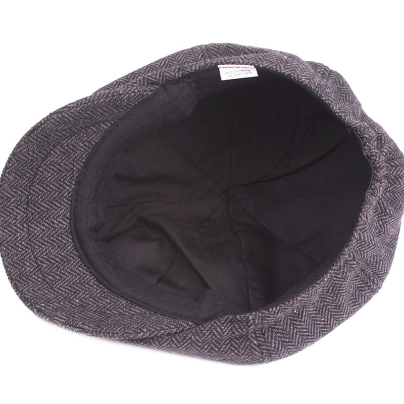 Sombrero de Tweed Retro para hombre, Boina de Gatsby, gorros de calle con visera octogonal con ala, gorros de invierno y primavera, boina de Hip Hop