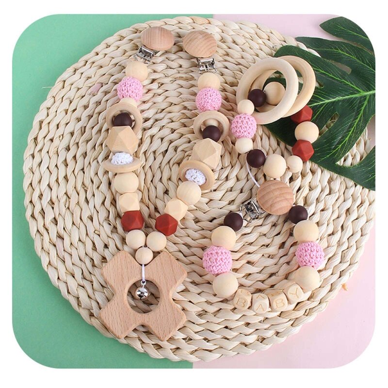 1set Wooden Baby Pram Clip Toys Baby Gym Hanging Pendants Toys Baby Stroller Rattle Bed Bell Mobile Rattles Beads Teething