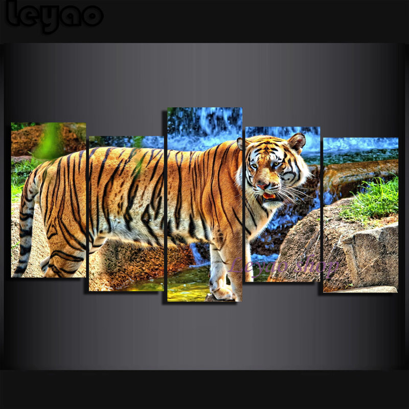 5d diy pintura diamante grande gato animal quadrado completo/redondo diamante bordado tigre casa decoração kits de presente 5 pçs/set