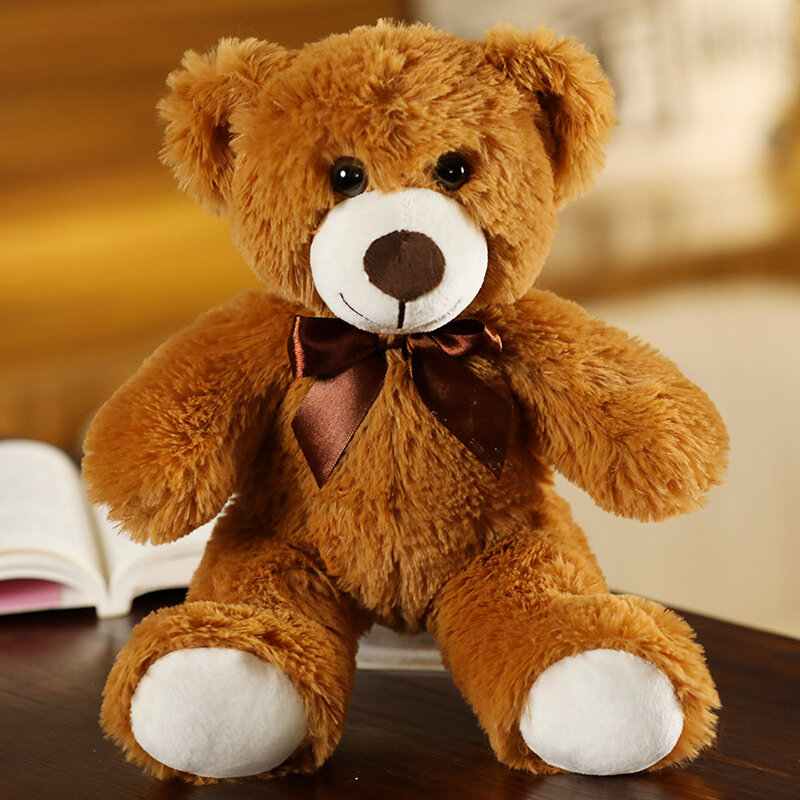 35CM Boneka Beruang Dasi Kupu-kupu Warna-warni Lucu Mainan Mewah Boneka Peluk Beruang Hadiah Ulang Tahun Anak-anak Boneka Teddy Bear Rumah Ruang Tamu Kamar Tidur