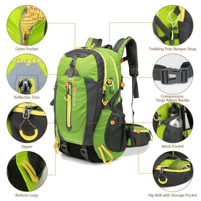Zaino da arrampicata impermeabile zaino 40L borsa per sport all'aria aperta zaino da viaggio zaino da Trekking da campeggio borsa da Trekking per donna per uomo
