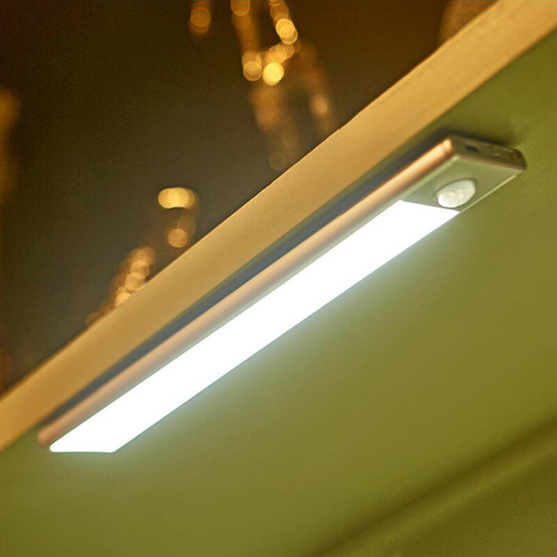 Led küche lampe motion sensor control usb port li batterie power schrank lichter 3 meter sensortive abstand tragbare hand lampe