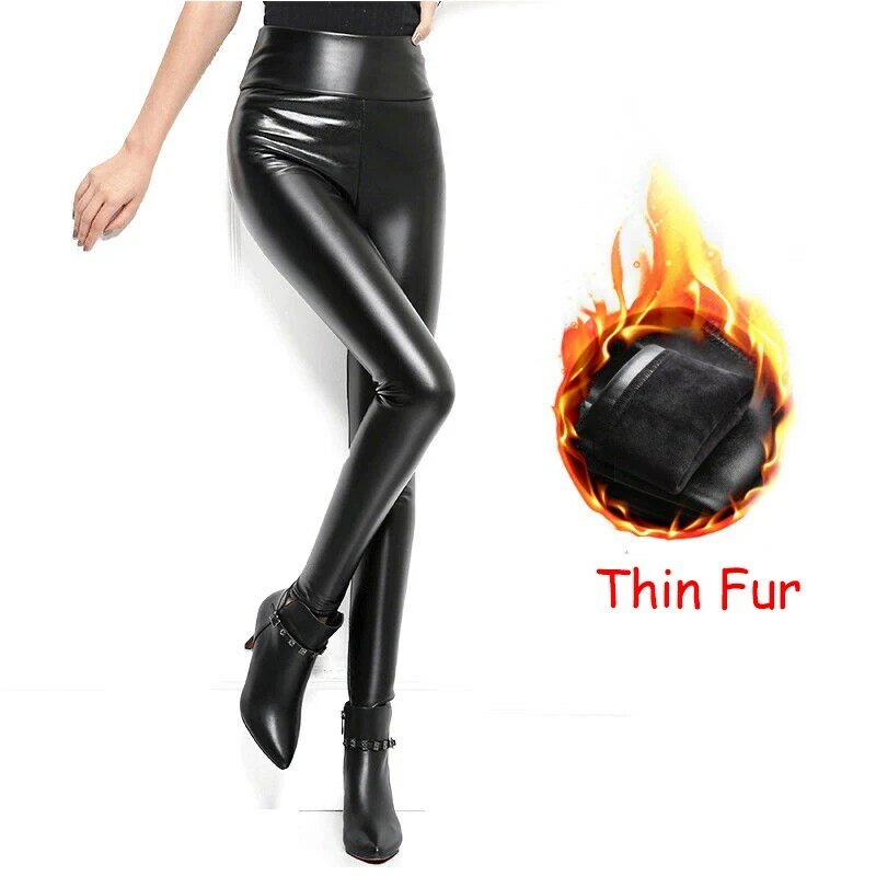 Pantalon d'hiver chaud pour femme, leggings taille haute, faux cuir, pantalon commandé, pantalon skinny en velours et fourrure, FJFall, 2023