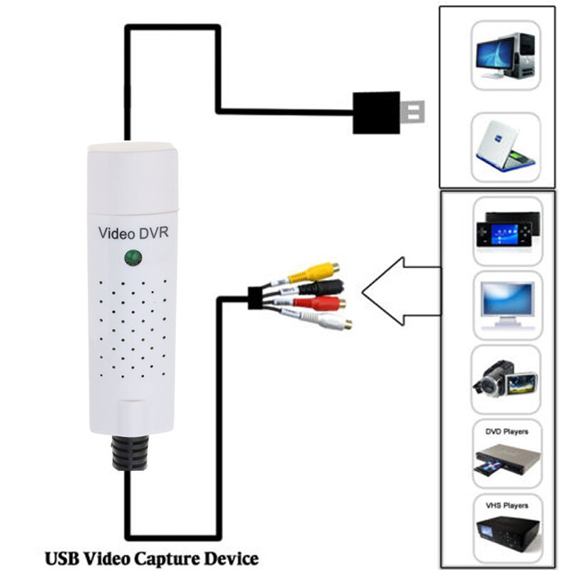 Kebidu-Adaptador de cable USB 2,0 a RCA, convertidor de tarjeta de captura de Audio y vídeo, CableS de PC para TV, DVD, VHS, dispositivo de captura 630