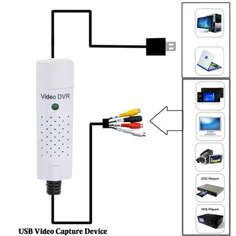 Kebidu USB 2.0-RCA 케이블 어댑터 변환기, 오디오 비디오 캡처 카드 어댑터, PC 케이블, TV DVD VHS 캡처 장치 630