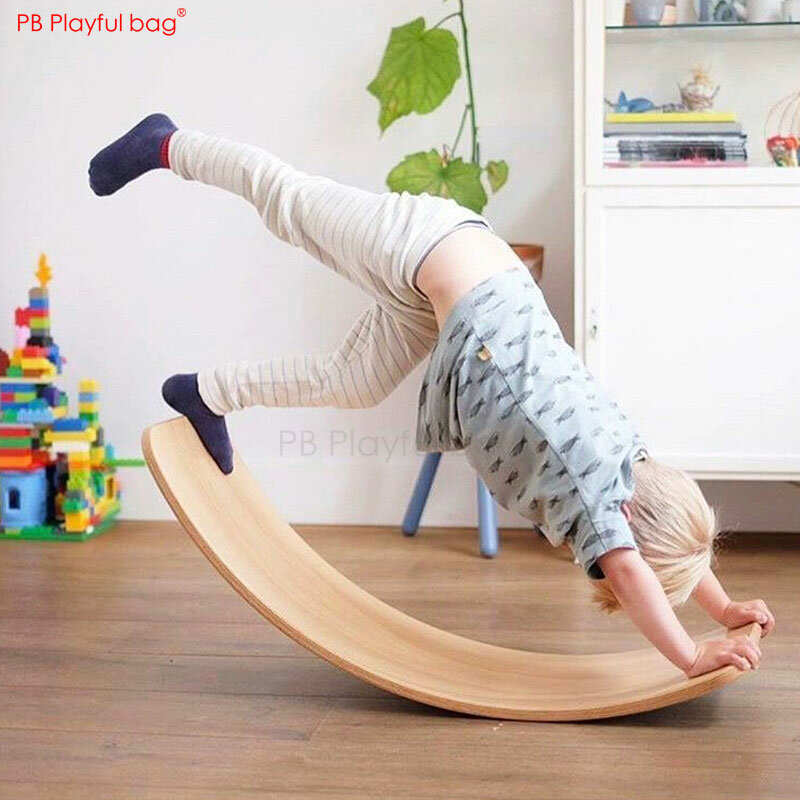 Saco brincalhão crianças placa de equilíbrio de madeira brinquedo para o miúdo placa de yoga equipamentos de fitness indoor crianças ginásio melhor presente ab35