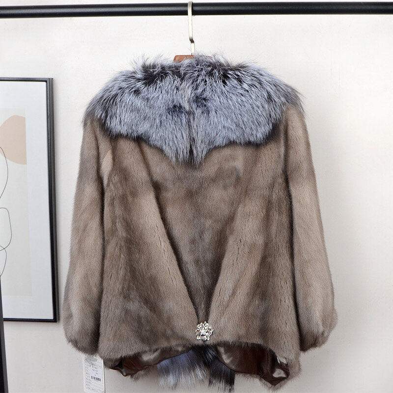 Aulande-レディースファーコート,ショートでふくらんでいる冬のジャケット,本物の天然ミンク,ファッショナブル,送料無料,2021