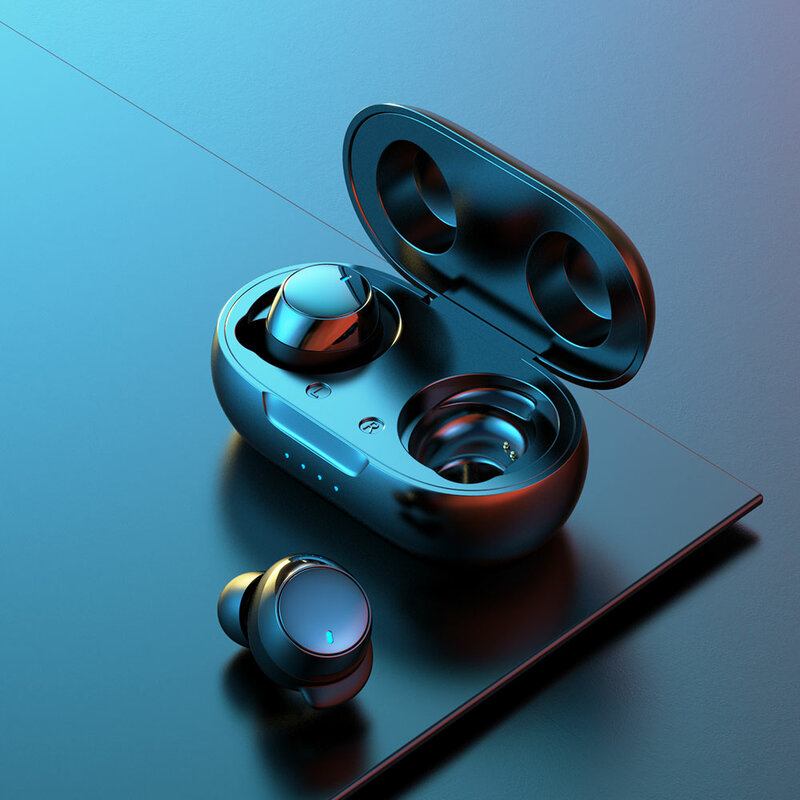 TWS Drahtlose Bluetooth Kopfhörer Sport Kopfhörer Tragbare HiFi Stereo Sound Lade Box Handy Gaming Köpfe Auto Blau 5,0
