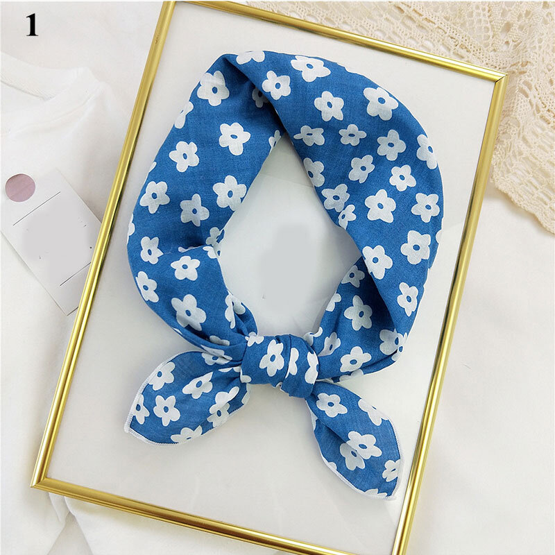 Foulard bandana imprimé bohème pour femme, petit foulard carré, mouchoir floral, bandes de cheveux, coton et lin, 55x55cm, mode