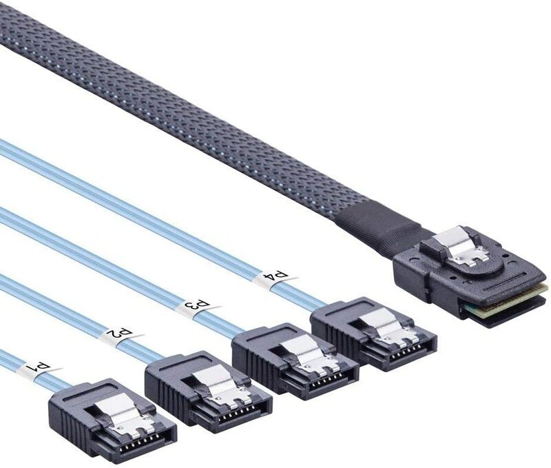 6G Internal Mini SAS 36pin SFF-8087 Male to 4X SATA 7pin Female Fan-Out Cable, 0.5-m (1.6ft)