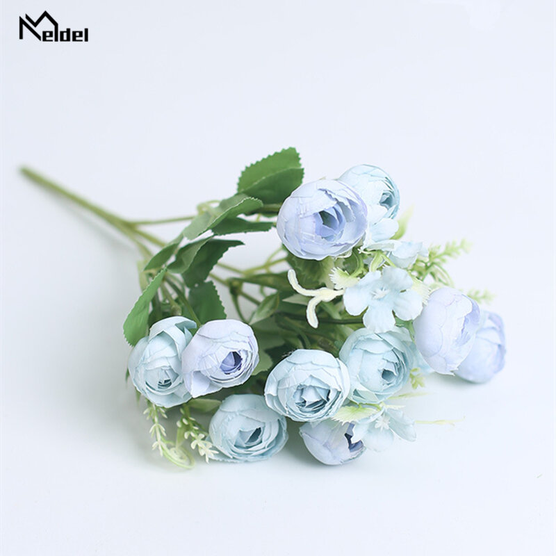 Meldel-باقة صغيرة من الورود الاصطناعية لوصيفات العروس ، 10 رؤوس زهور ، ورد صناعي ، لحفل الزفاف ، للمنزل