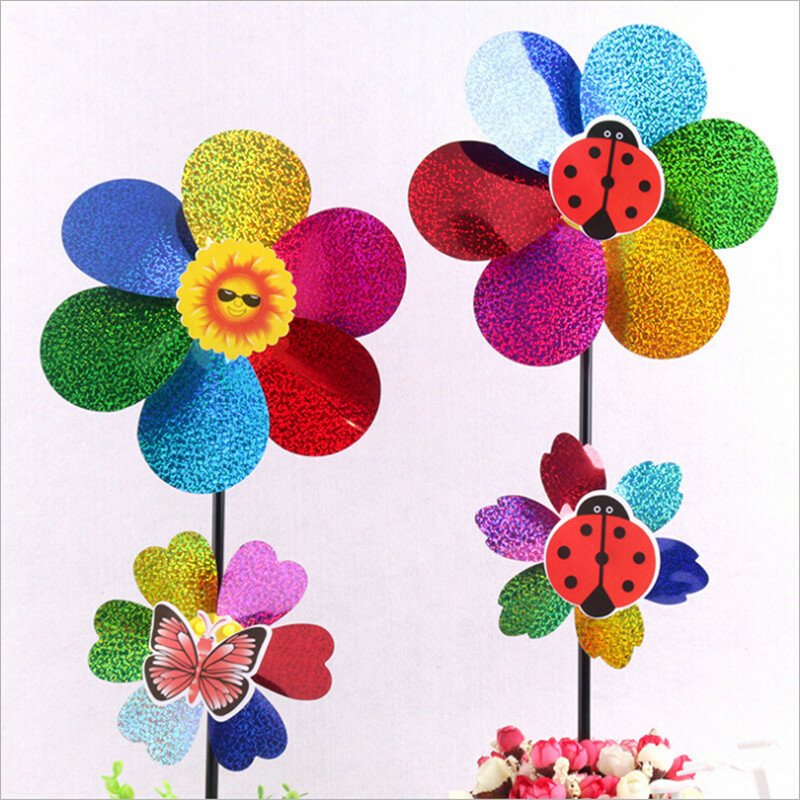 1PC wiatraczek dla dzieci zabawki kolorowe cekiny dwuwarstwowe wiatraczek słonecznika wiatraczek Home Garden dekoracja obejścia