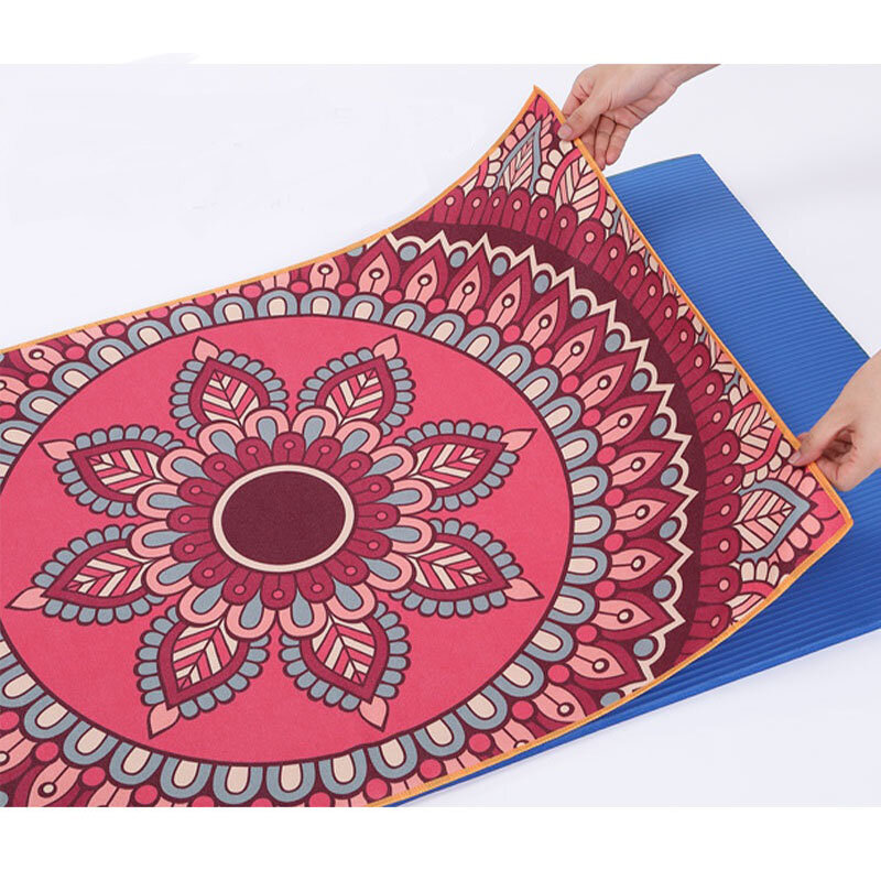 Couverture de serviette de tapis de Yoga de 185*63cm se pliant couvertures portatives antidérapantes de serviette de tapis de Pilates de Yoga pour la couverture de tapis de sport de gymnase de forme physique
