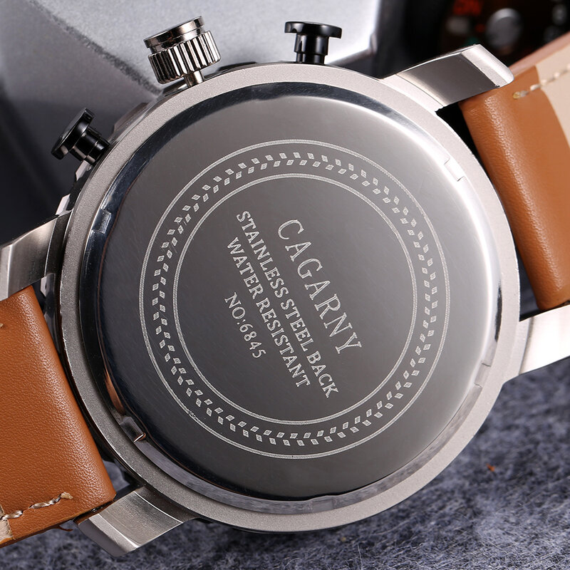 นาฬิกาผู้ชาย Cagarny นาฬิกาข้อมือผู้ชายนาฬิกาผู้ชายนาฬิกาควอตซ์นาฬิกาตำรวจทหารนาฬิกาข้อมือทหาร Relogio Masculino Drop จัดส่งใหม่