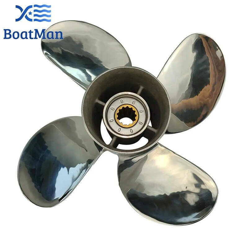 BoatMan® 11 5/8X11 Stainless Steel 4 Blade Propeller For Honda 35HP 40HP 45HP 50HP 60HP Outboard Motor Boat Marine Parts RH