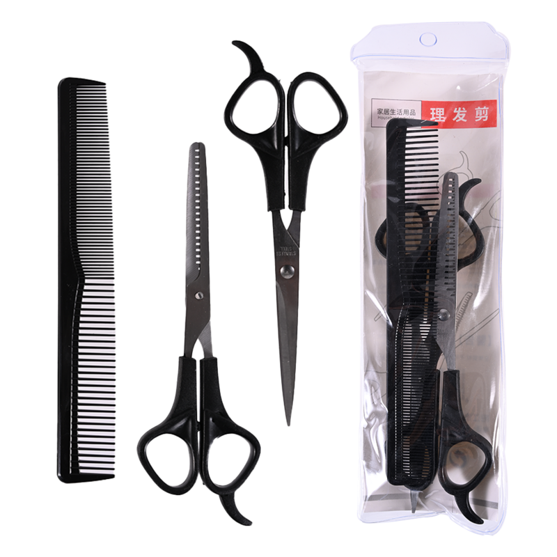 3 pçs do agregado familiar cabeleireiro desbaste tesouras de corte de cabelo plana dente scissor pente conjunto ferramentas estilo do cabelo tesoura