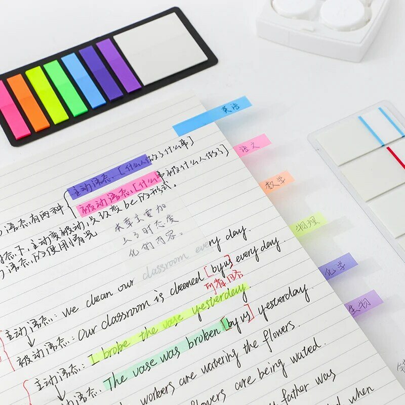 6 Designs minimal ins style Fluoreszenz Selbst Adhesive Memo Pad Sticky Notes Lesezeichen Marker Student schreibwaren