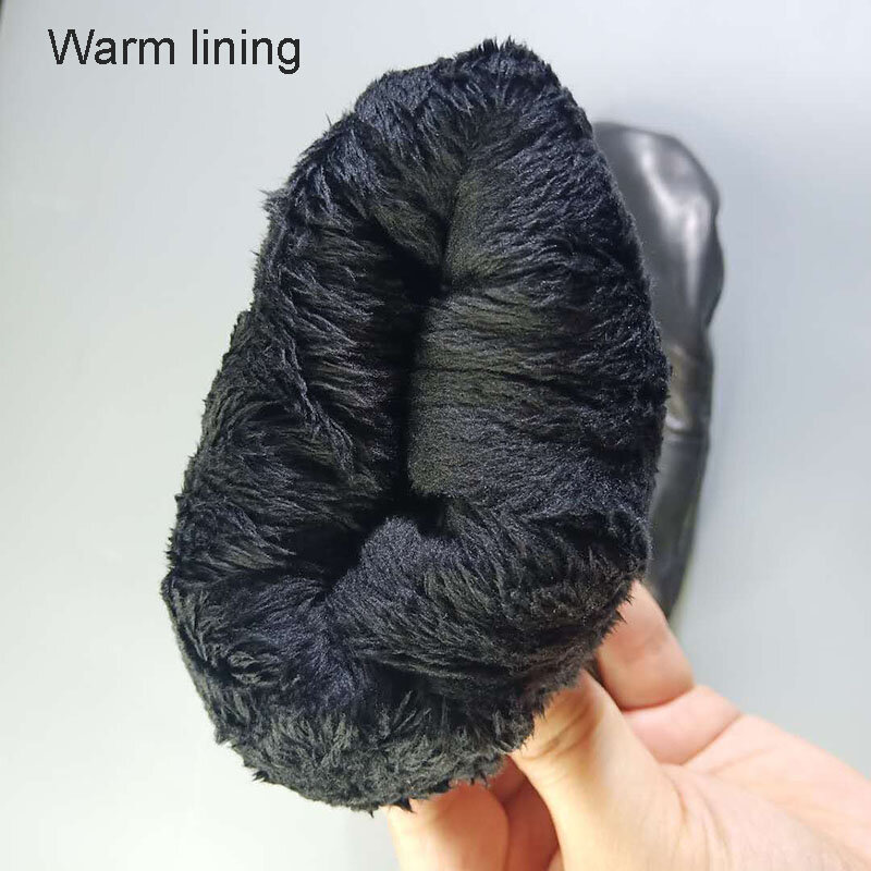 Novo unisex inverno quente luvas de couro genuíno para homens mulheres 3 camadas grossas de lã de couro de ovelha luvas ao ar livre dos homens