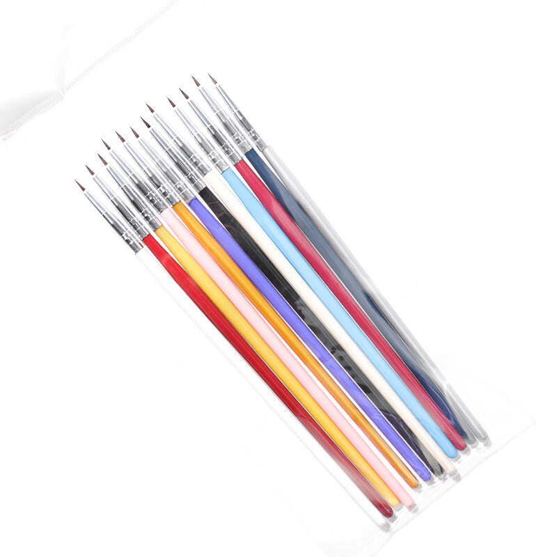 12 개/대 다채로운 네일 아트 라이너 얇은 페인팅 브러쉬 디자인 아크릴 포인팅 펜 미세 팁 드로잉 라인 꽃 도구 마니