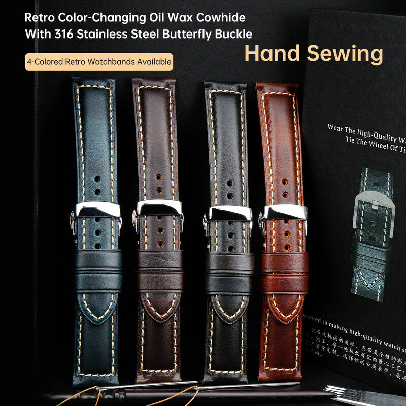Vintage Genuine Leather Watchbands Italian Belt For Samsung Galaxy Watch 46mm Watch Strap Women Men Cowhide Watch Accessories