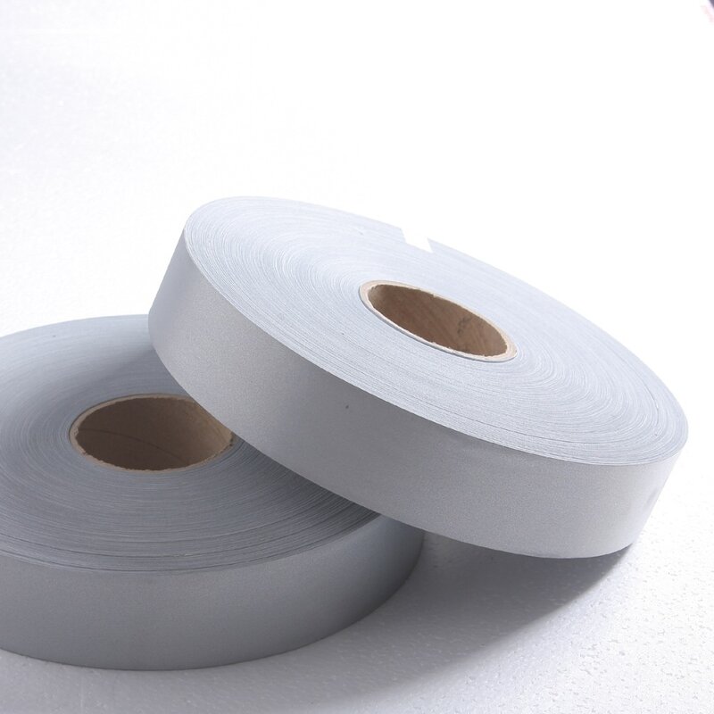 100% Polyester Helder Zilver Hoge Vatbaarheid Reflecterende Tape Naaien Op Kleding Tassen Schoenen 5Cm X 5 Meter
