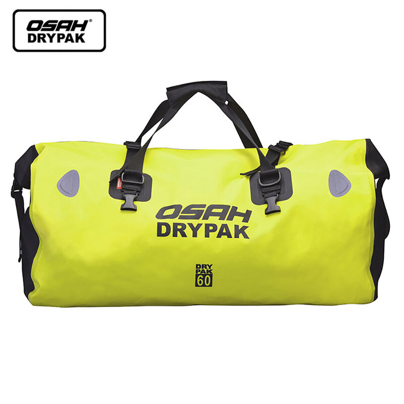 Bolso cilíndrico, bolsa de viaje seca, bolsa impermeable moto, bolsa trasera moto,  para Asiento de Moto, mochila deposito moto, de OSAH DRYPAK, Capacidad de 40/60 litros, Color Verde/Amarillo/Negro/Gris/Camuflaje