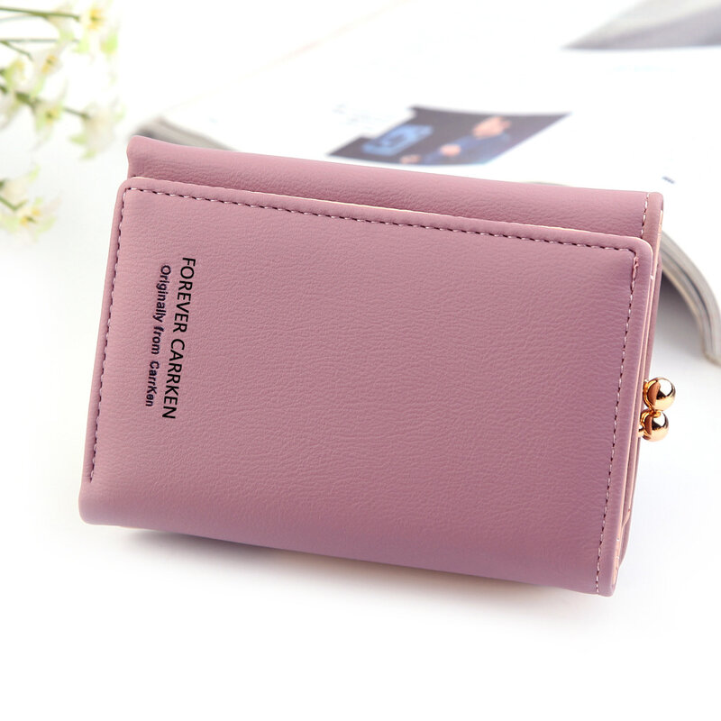 Wallet Women 2020 Lady Short Women Wallets Mini Money Purses Fold PU Leather Female Coin Purse Card Holder Small Black Red Color