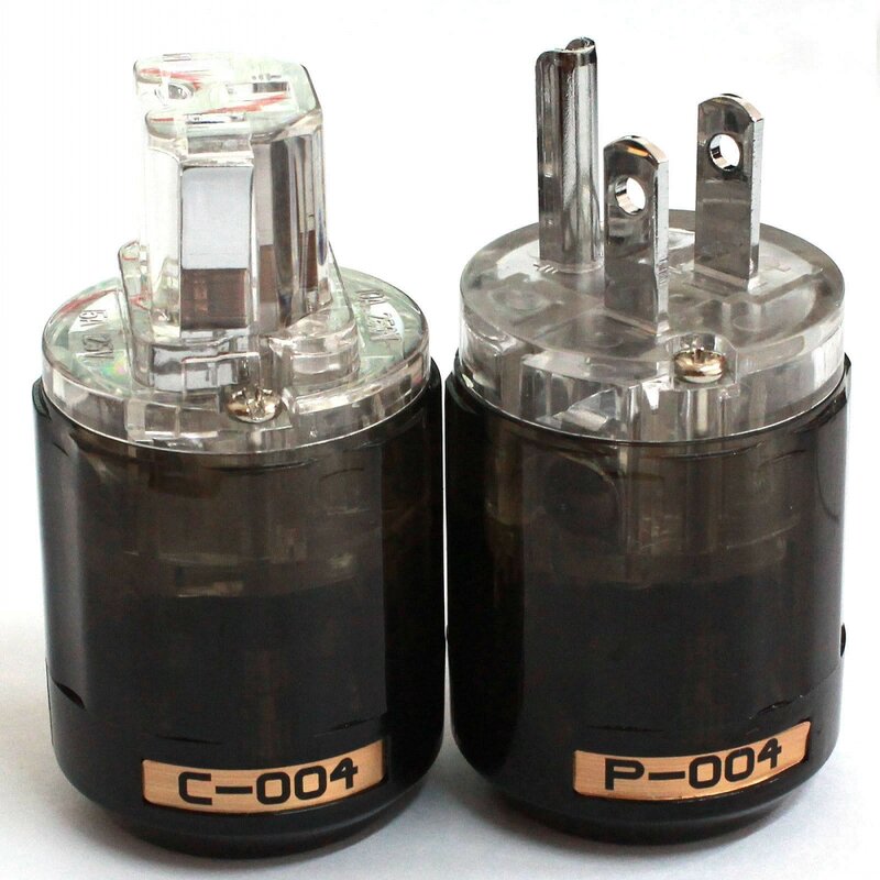 Par de enchufes de alimentación de OyaideP-004/ C-004 para EE. UU., chapado en rodio IEC conector de Audio, audio hembra-macho, hifi transparente