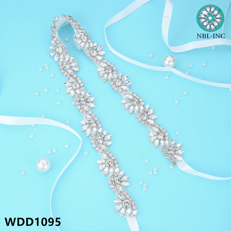 Cinturón de diamantes de imitación para boda, accesorios para vestido de novia, WDD1095, 1 unidad