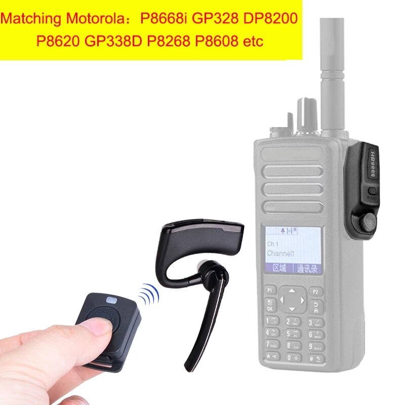 Fone de ouvido sem fio walkie-talkie, headset bluetooth com rádio bidirecional, para motorola p8668i gp328 dp8200 p8620 gp338d p8s8