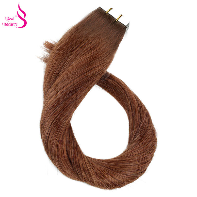 Настоящая красота 20 шт., прямая клейкая лента для наращивания волос, бесшовные Невидимые бразильские парик из натуральных светлых волос Реми