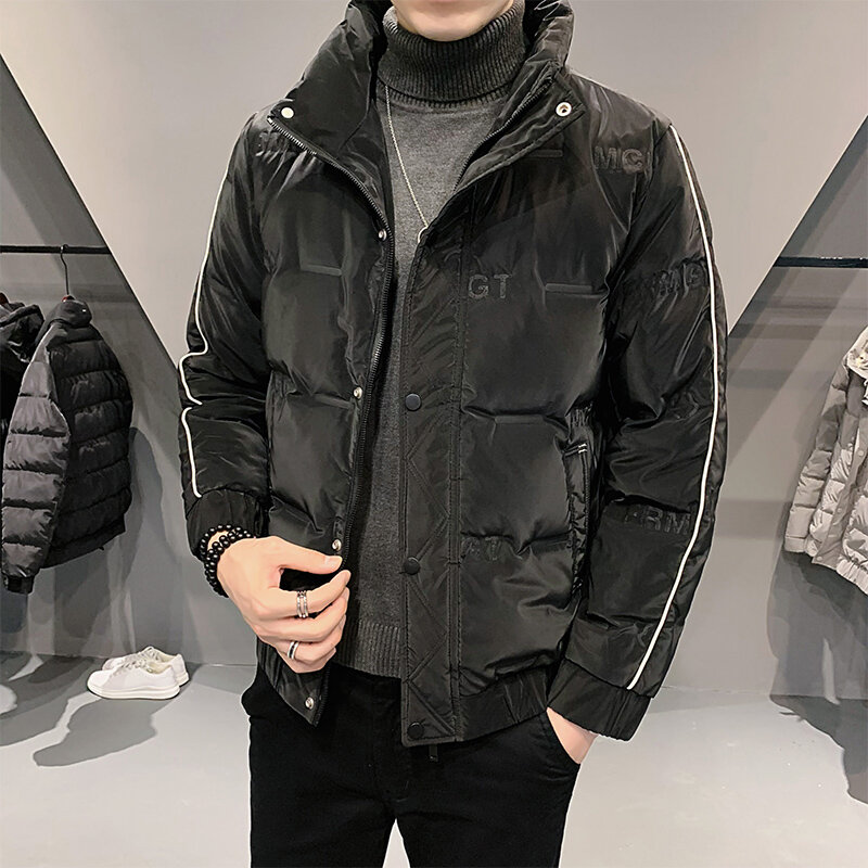 다운 재킷 남성 캐주얼 겨울 코트 느슨한 패션 남성 스탠드 칼라 다운 재킷 화이트 오리 성인 자켓에 대한 따뜻한 코트