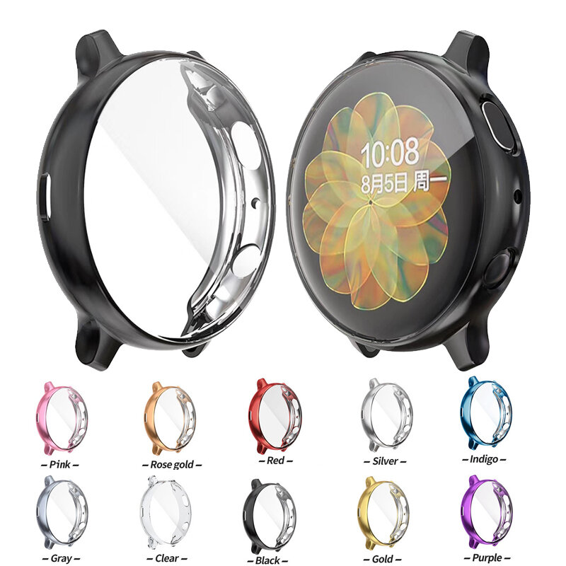Protective case for Samsung galaxy watch active 2 Silicone HD Watch Case Cover Full Screen Protection Cover Active 40mm 44mm
