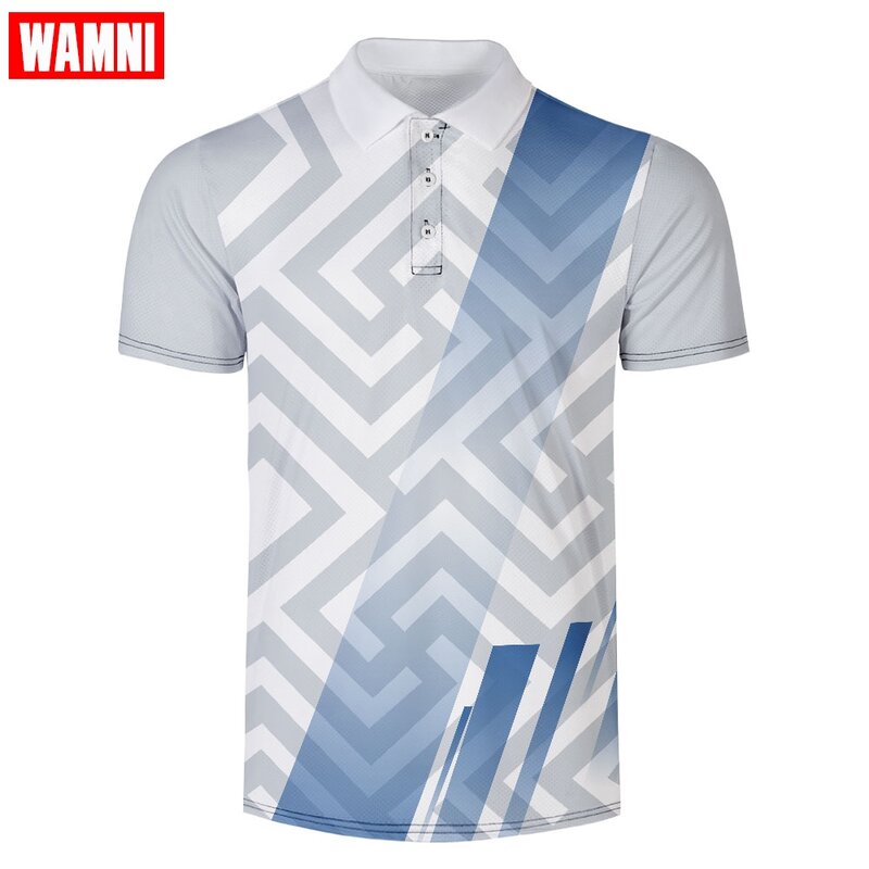 WAMNI 브랜드 비즈니스 3D 셔츠 캐주얼 턴 다운 칼라 테니스 셔츠 남성 하라주쿠 스포츠 고품질 버튼 트랙 슈트