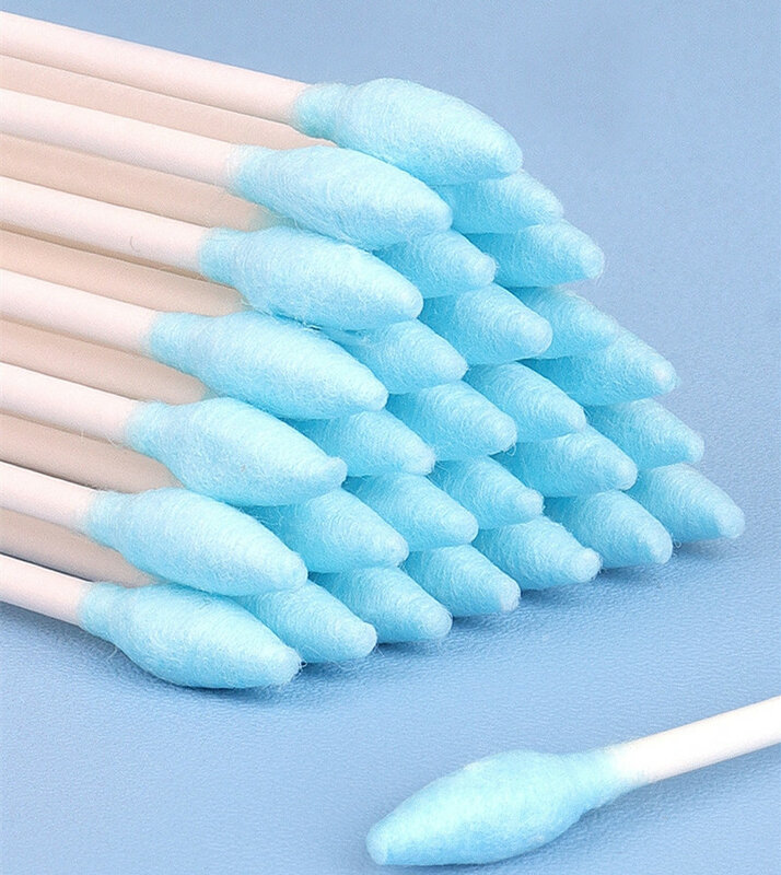 100pcs/pack Multi Color Disposable Double Head Cotton Swab Paper Handle For Eyelashes Extension Cleaning Makeup Clean Tool